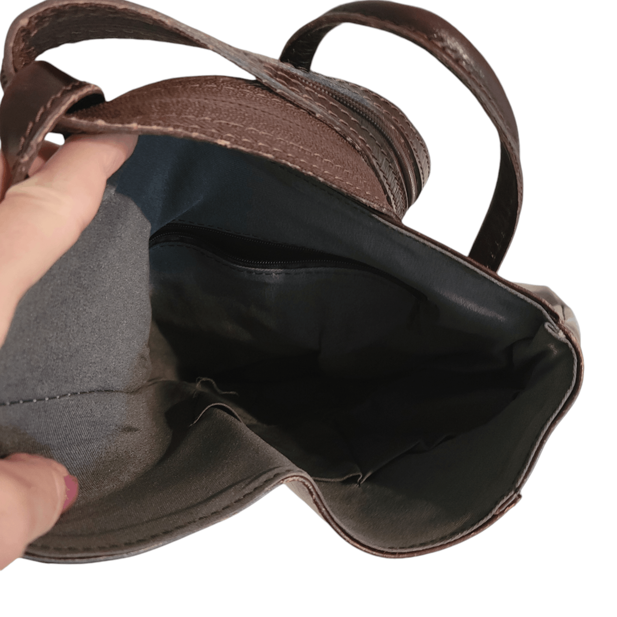 NBDN Nobrandedon Vintage Brown Leather Backpack Medium Shoulder Bag Size ONE SIZE - 11 Thumbnail