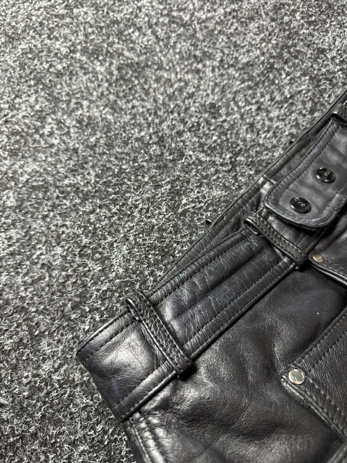 Genuine Leather Leather Biker MOTO Rock Punk Opium Chrome Style Pants Black Size US 31 - 15 Thumbnail