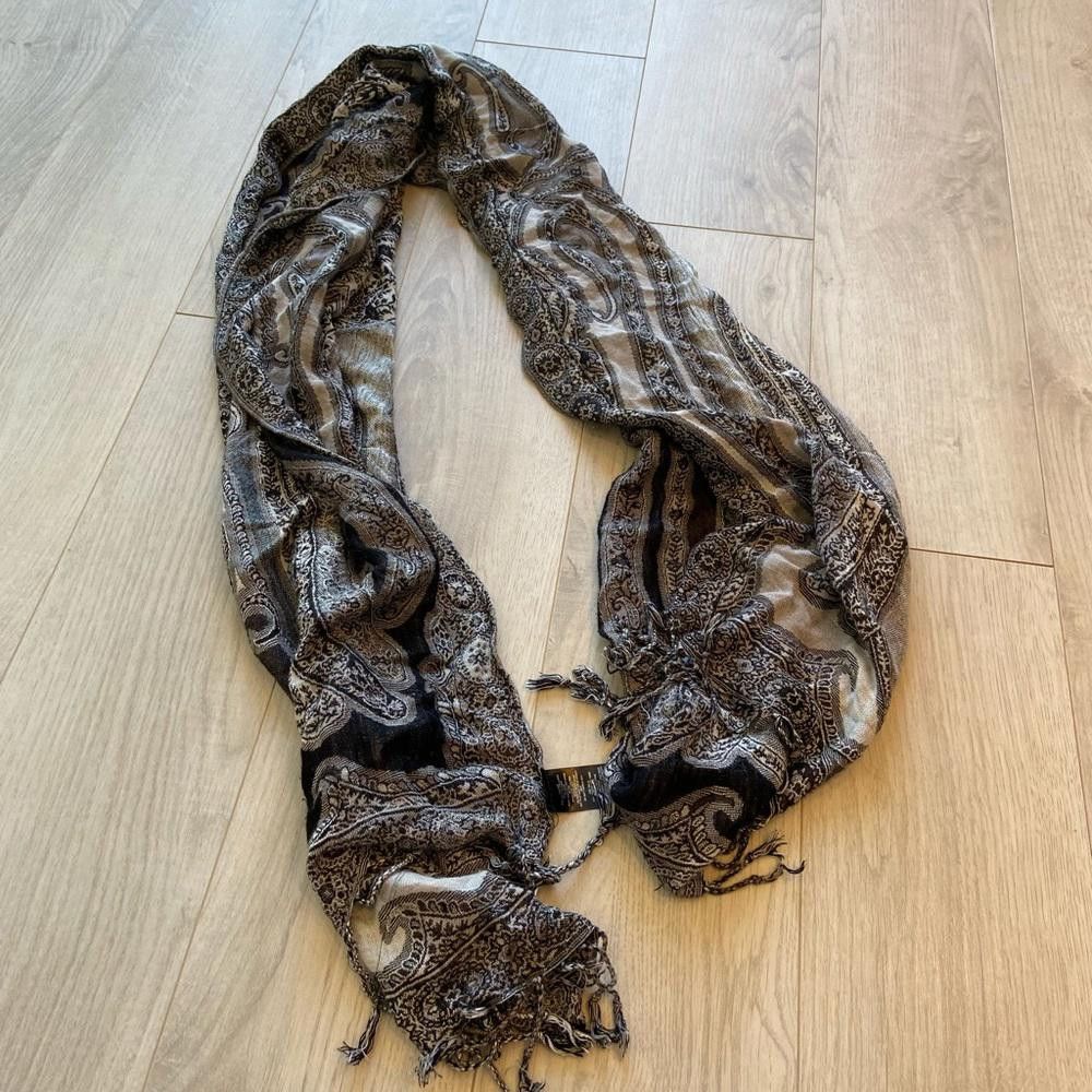 Designer Black and Grey Scarf Size ONE SIZE - 1 Thumbnail