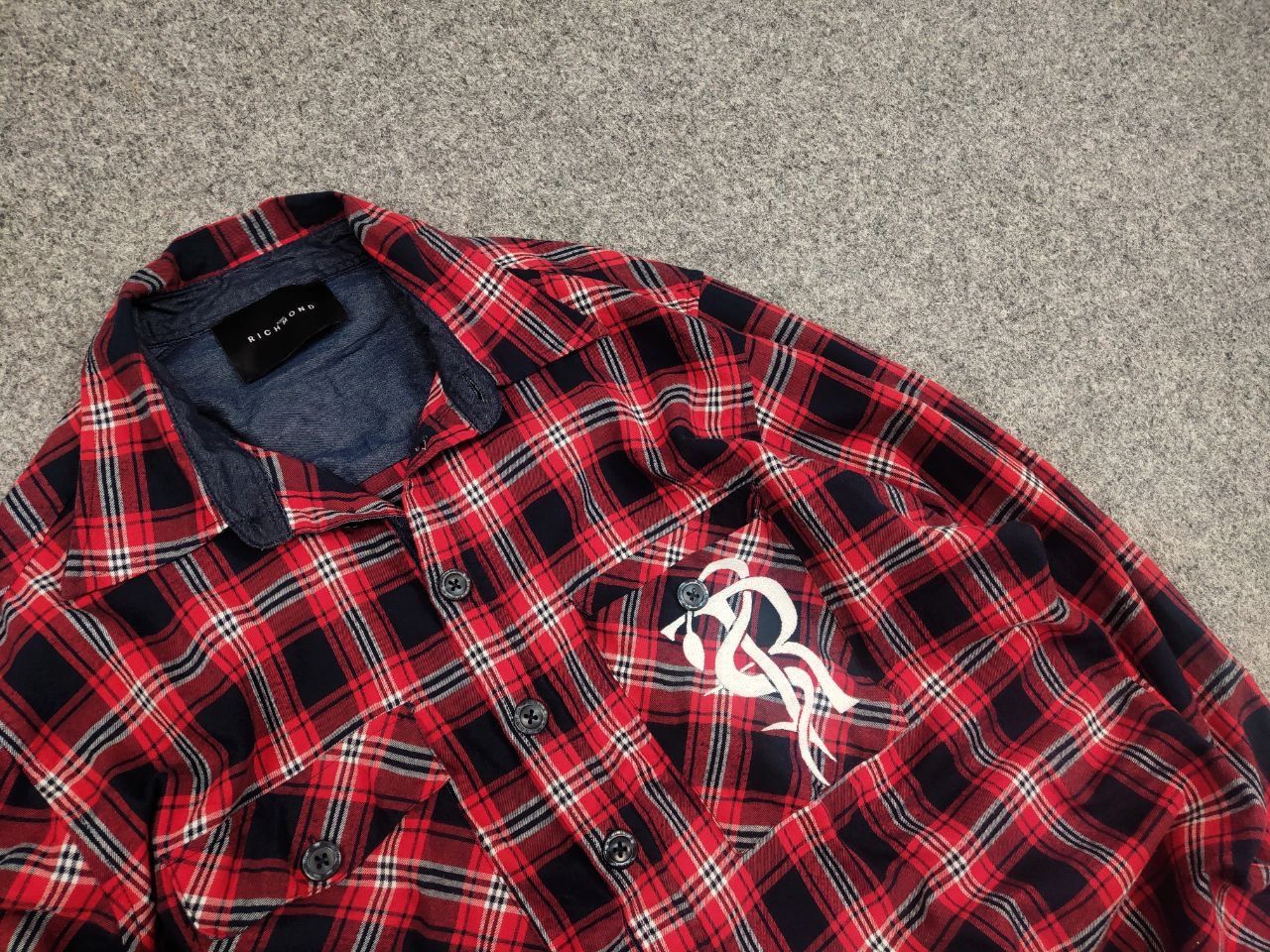 John Richmond John Richmond Design Oversized Red Black Check Flannel Shirt Size US XL / EU 56 / 4 - 7 Thumbnail