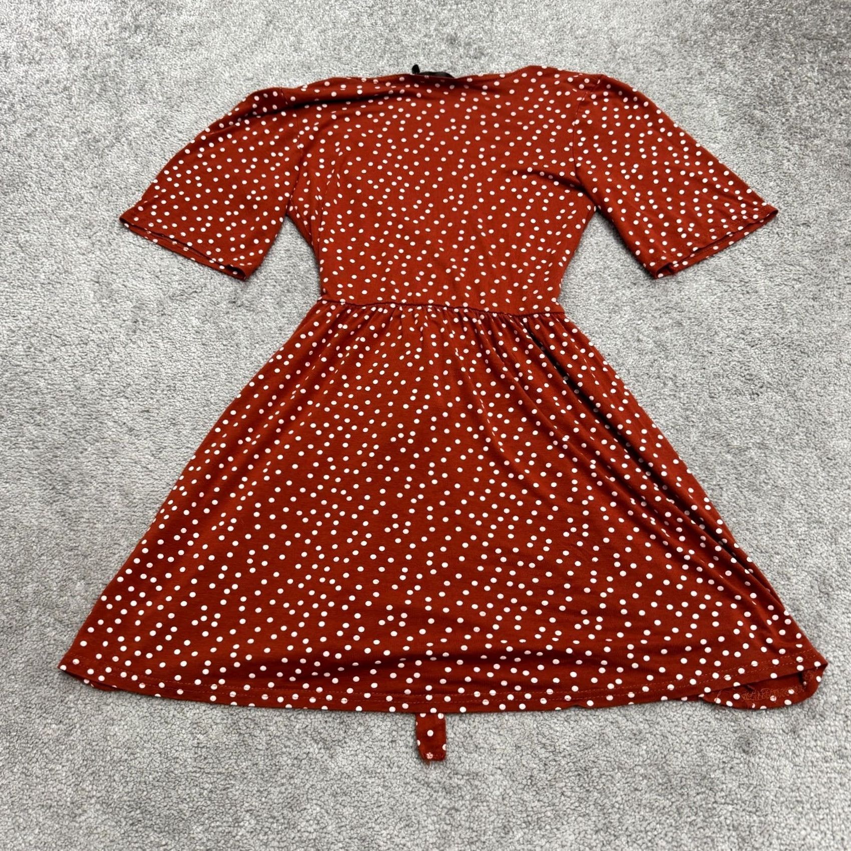 PrettyLittleThing PrettyLittleThing Polka Dot A-Line Dress Womens 4 Orange Short Sleeve Stretch Dress Size 27" / US 4 / IT 40 - 2 Thumbnail