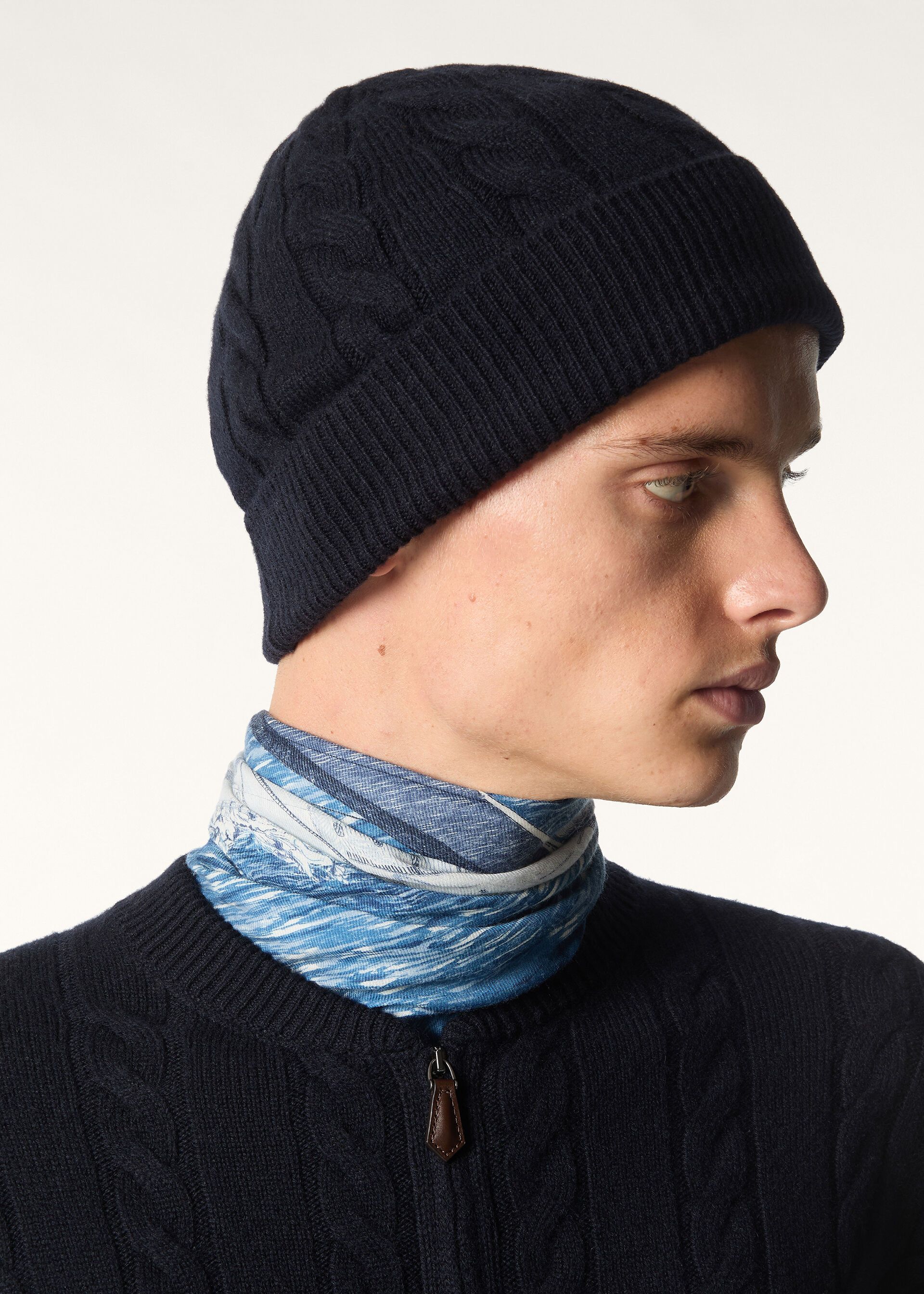Loro Piana os11x0426 FAQ6426 Size: OS / Cedar Beanie Hat / Cap in Blue Size ONE SIZE - 4 Thumbnail