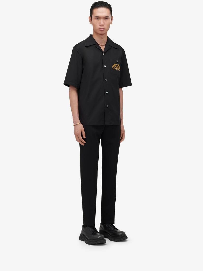 Alexander McQueen o1w1db10725 Embroidered Hawaiian Shirt in Black Size US M / EU 48-50 / 2 - 3 Thumbnail