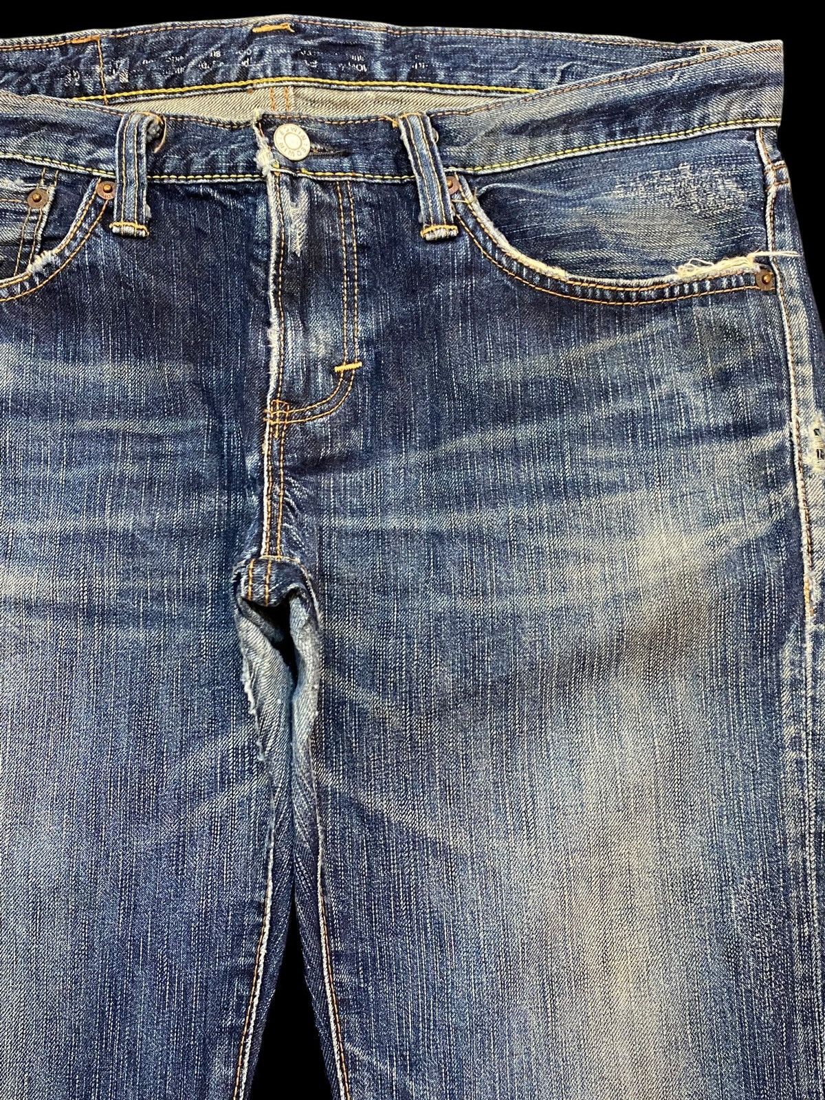 Edwin Vintage Edwin Blue Wash Distressed Flare Jeans Size 35" - 8 Thumbnail