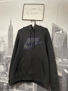 Supreme nike leather online applique hooded sweatshirt black