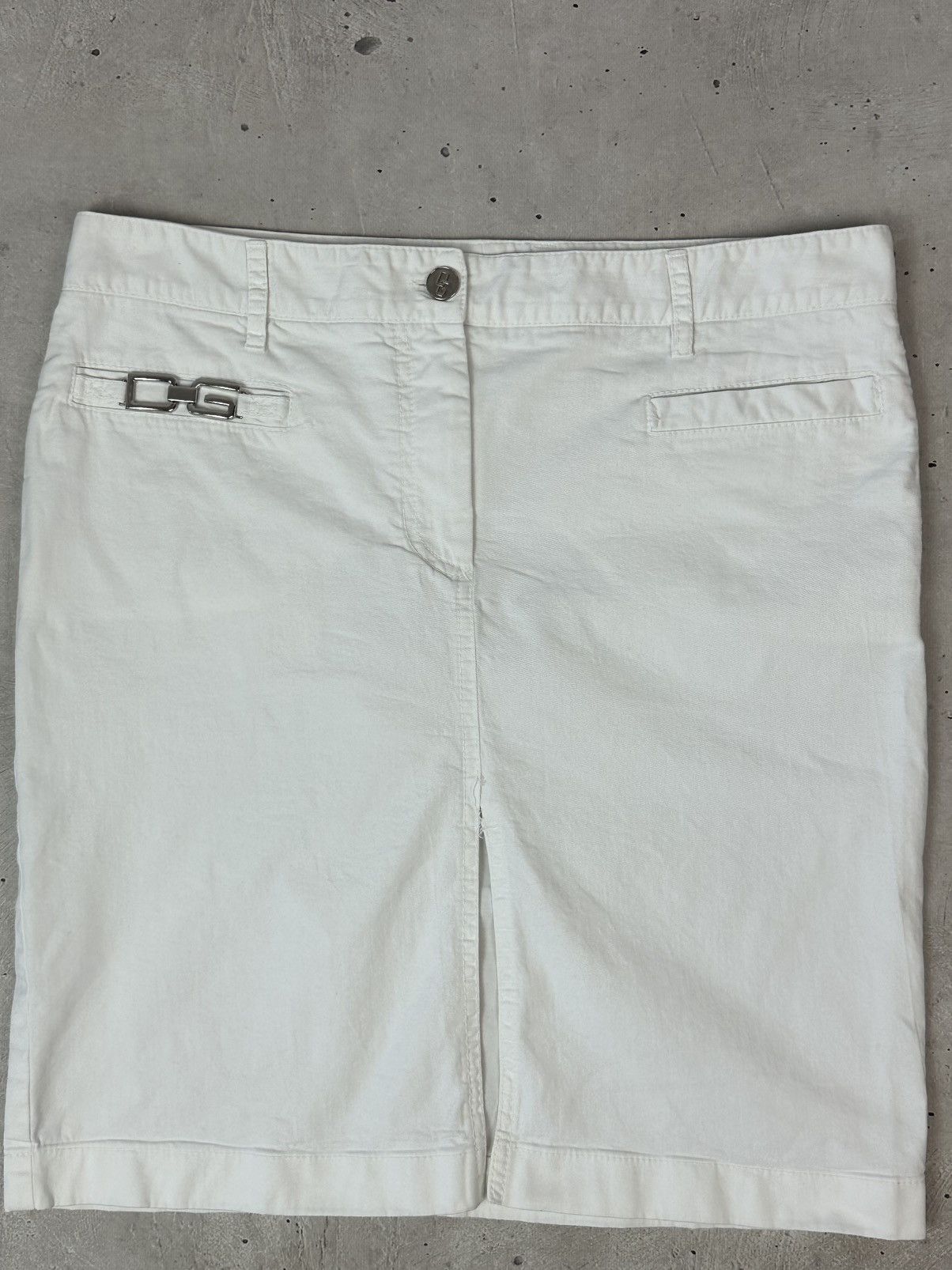 Dolce & Gabbana Vintage Dolce & Gabbana White Cotton Metal Logo Midi Skirt Size 32" / US 10 / IT 46 - 3 Thumbnail