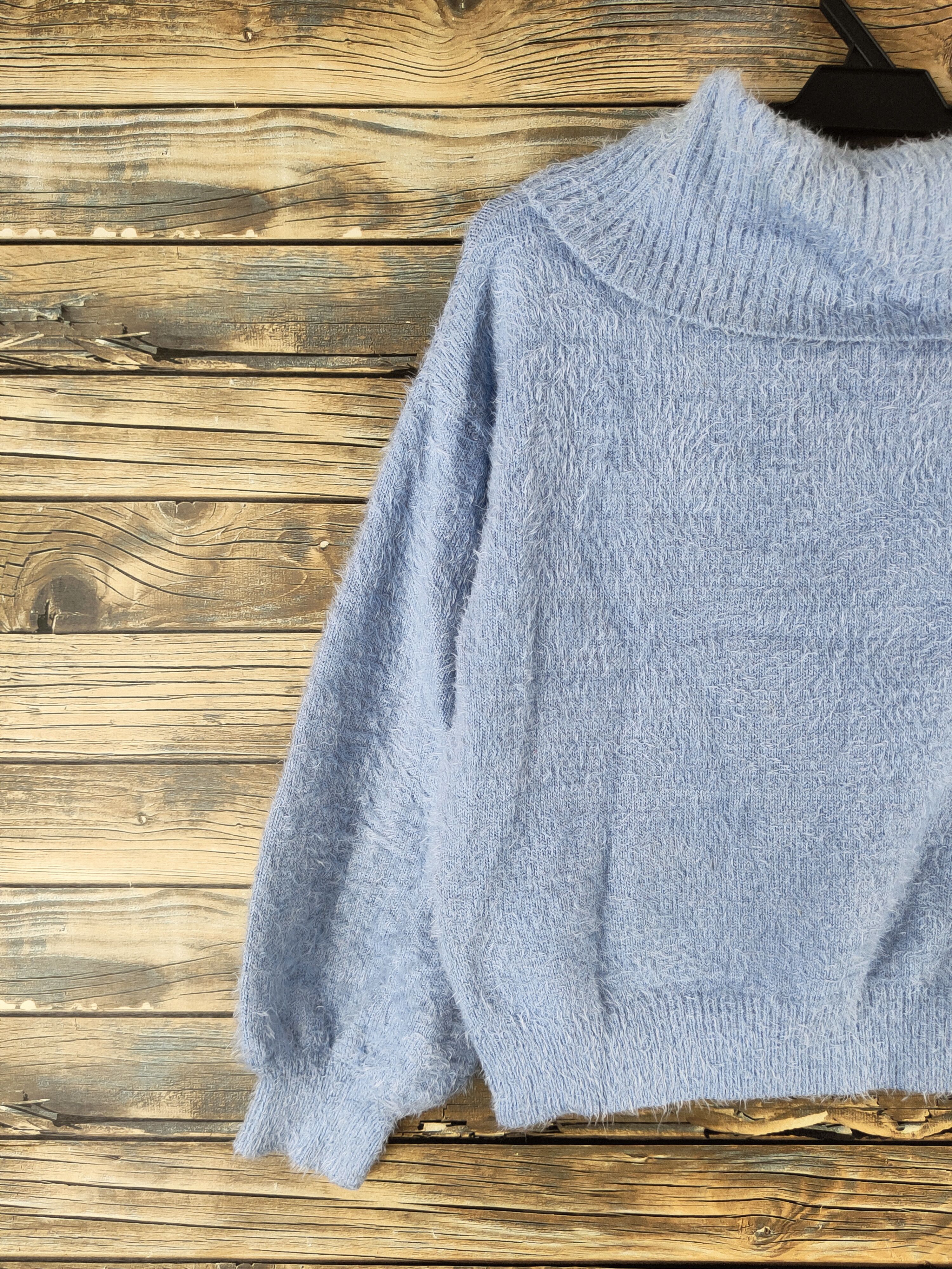 Japanese Brand Earth Music & Ecology Blue Fur Mohair Knitwear #46-549 Size S / US 4 / IT 40 - 8 Thumbnail