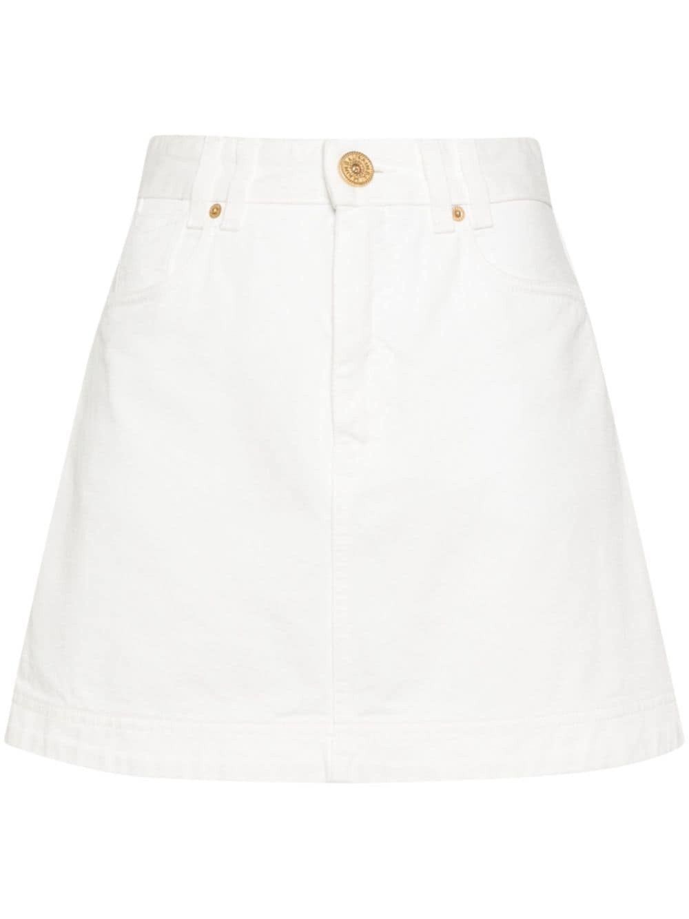 Balmain o1s1wg110825 A-Line Denim Miniskirt in White Size 30" / US 8 / IT 44 - 1 Thumbnail