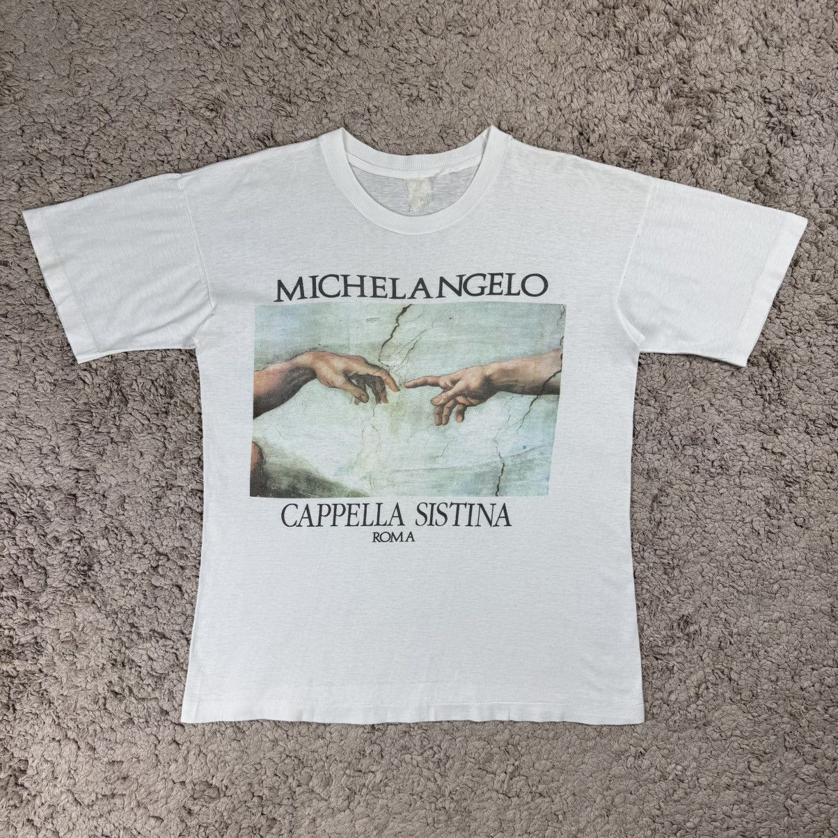 Vintage Vintage Art Michelangelo Cappelia Sistina Roma T-shirt Size US M / EU 48-50 / 2 - 1 Thumbnail