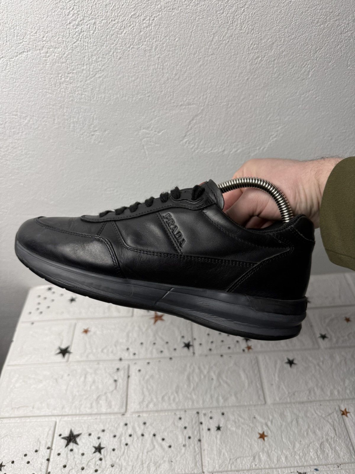 Prada Prada leather sneakers with side logo US7 UK5.5 EUR40 Black Size US 7 / EU 40 - 2 Thumbnail