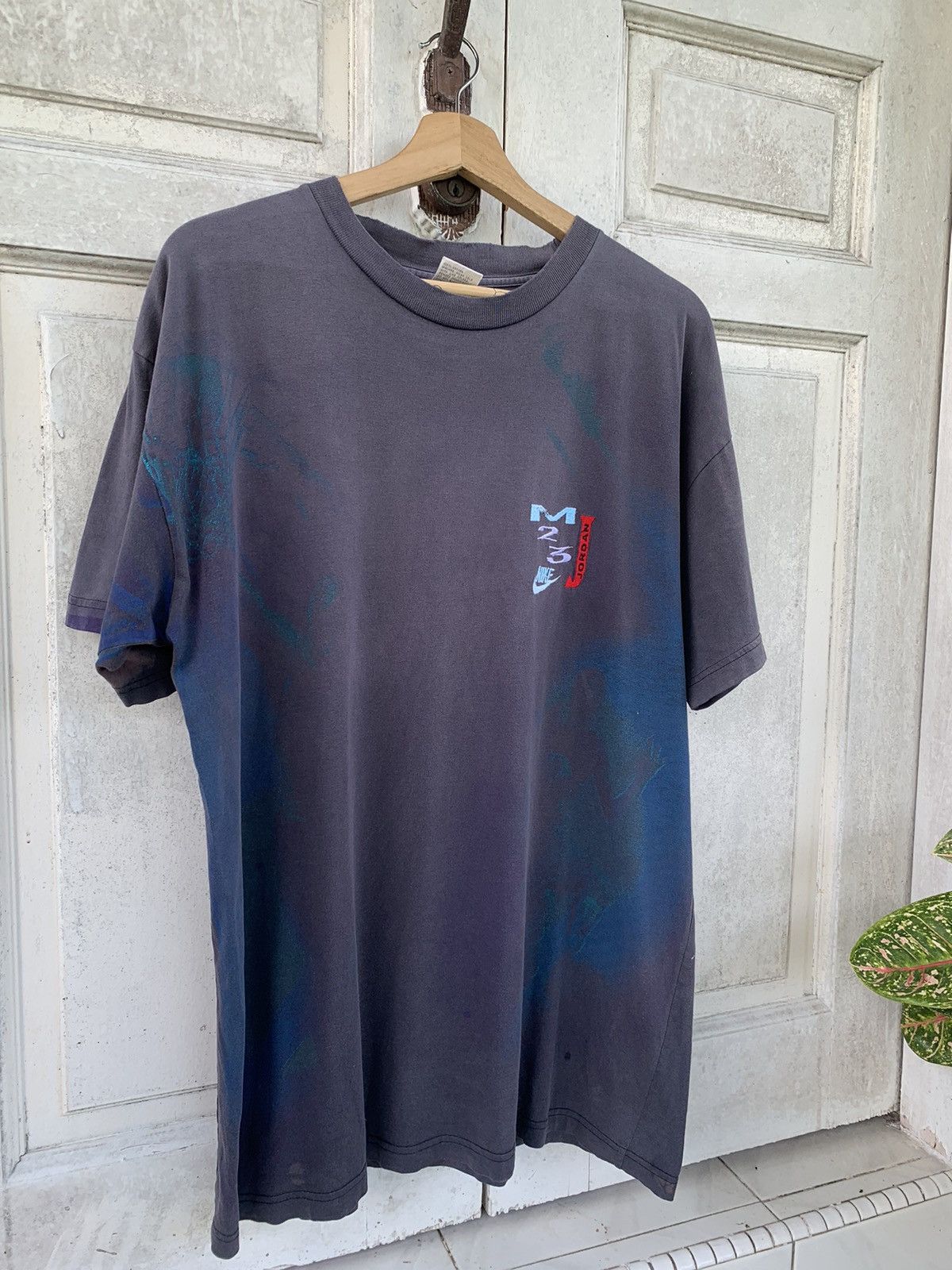 image of Jordan Nike Distress Vintage Nike Michael Jordan Fullprint Hoop Heroes in Faded Check (Size Large)