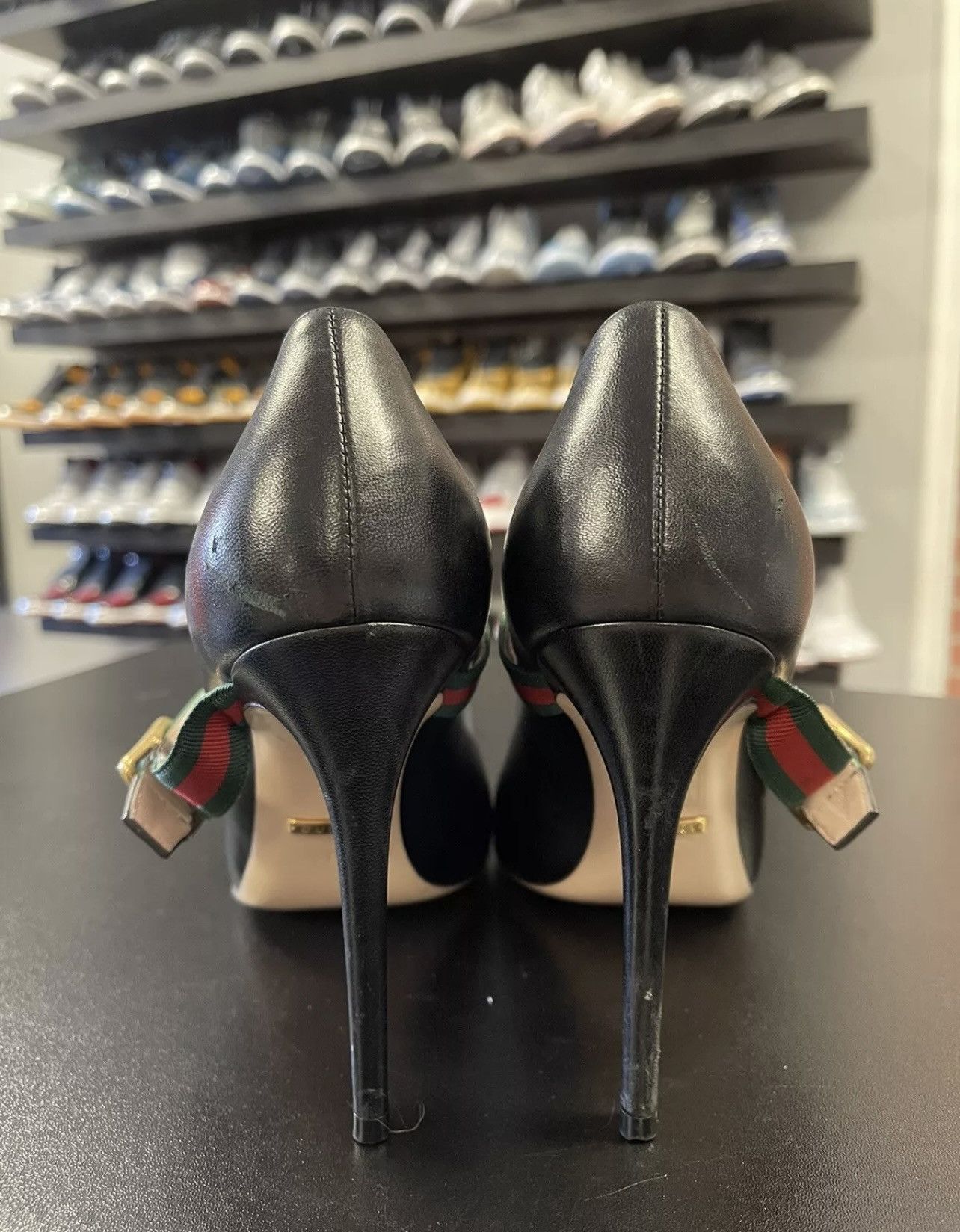 Gucci Size 8US/38EU - Gucci Black Leather Sylvie Mary Jane Pumps Size US 8 / IT 38 - 5 Thumbnail