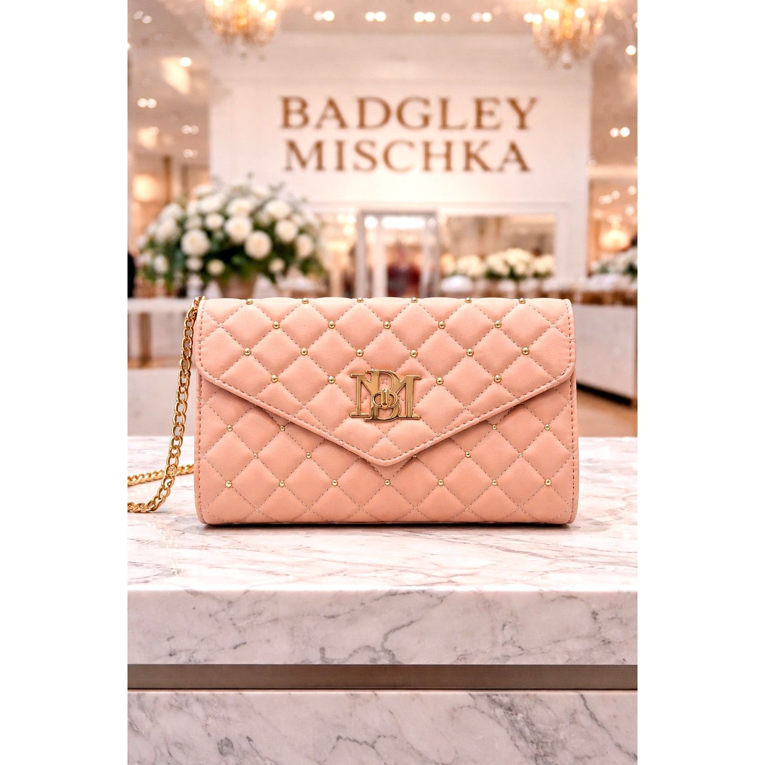 Badgley Mischka Badgley Mischka Diamond Quilt Convertible Crossbody BagBlush Size ONE SIZE - 1 Thumbnail