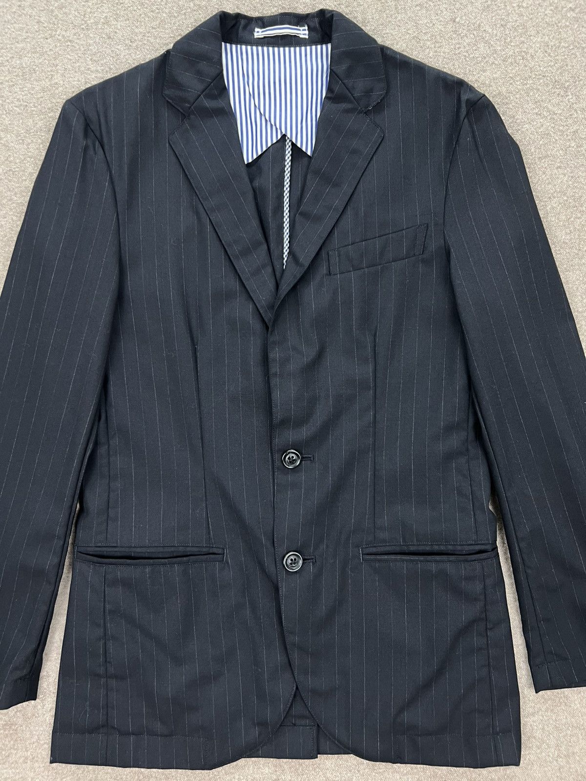 Designer Schiatti White Label Stripes Blazer Size 38S - 3 Thumbnail