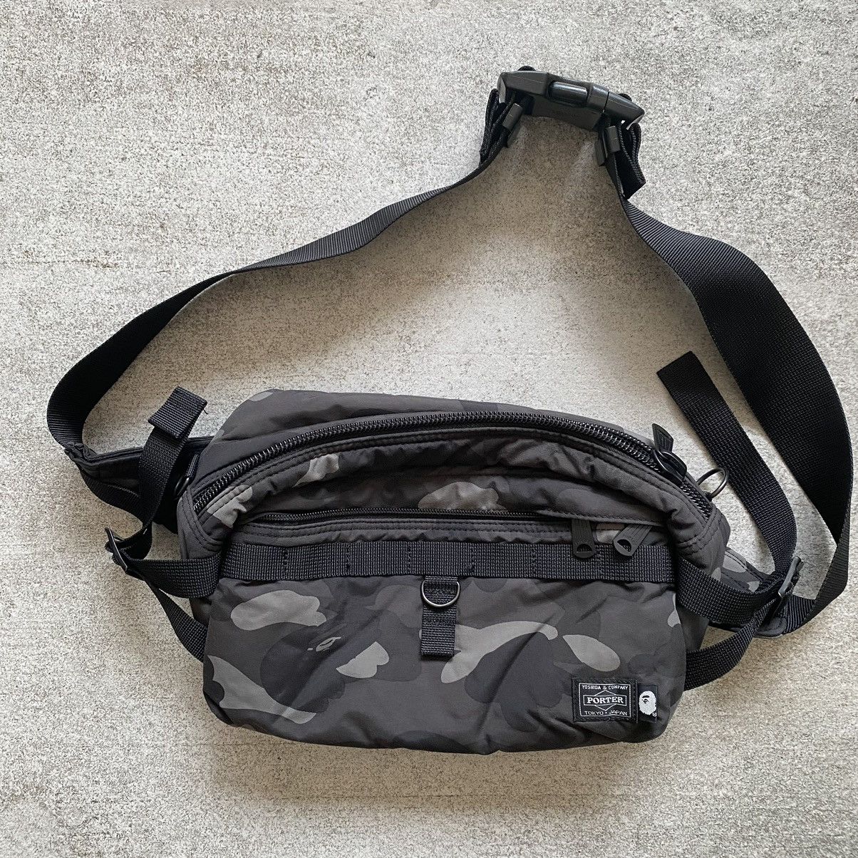 Bape Porter A Bathing Ape BAPE x Porter Black Camo Waist Shoulder Bag Grailed