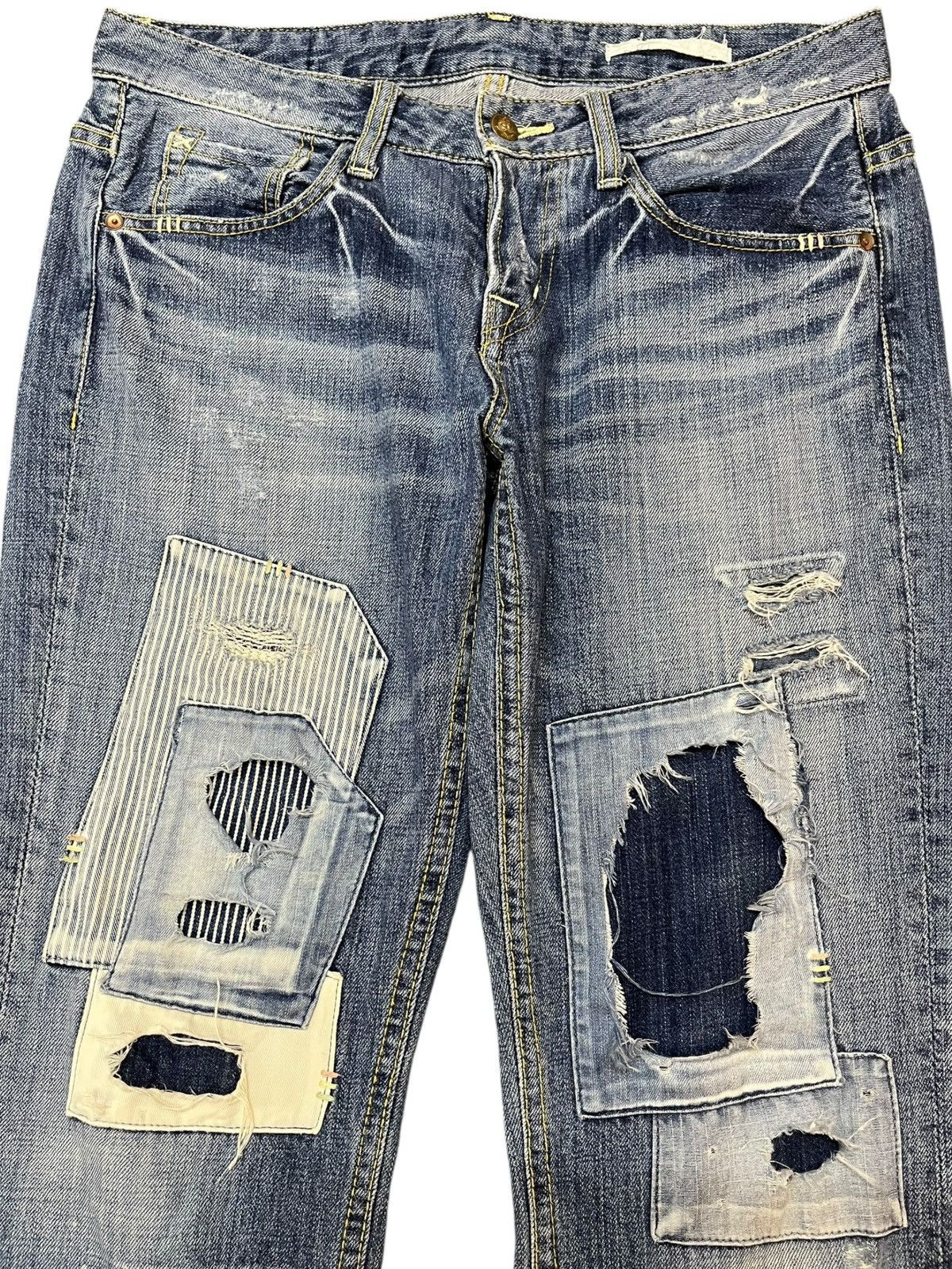 Beauty Beast × Japanese Brand Vintage Japanese Brand Patches Distressed Denim Size US 33 - 2 Thumbnail