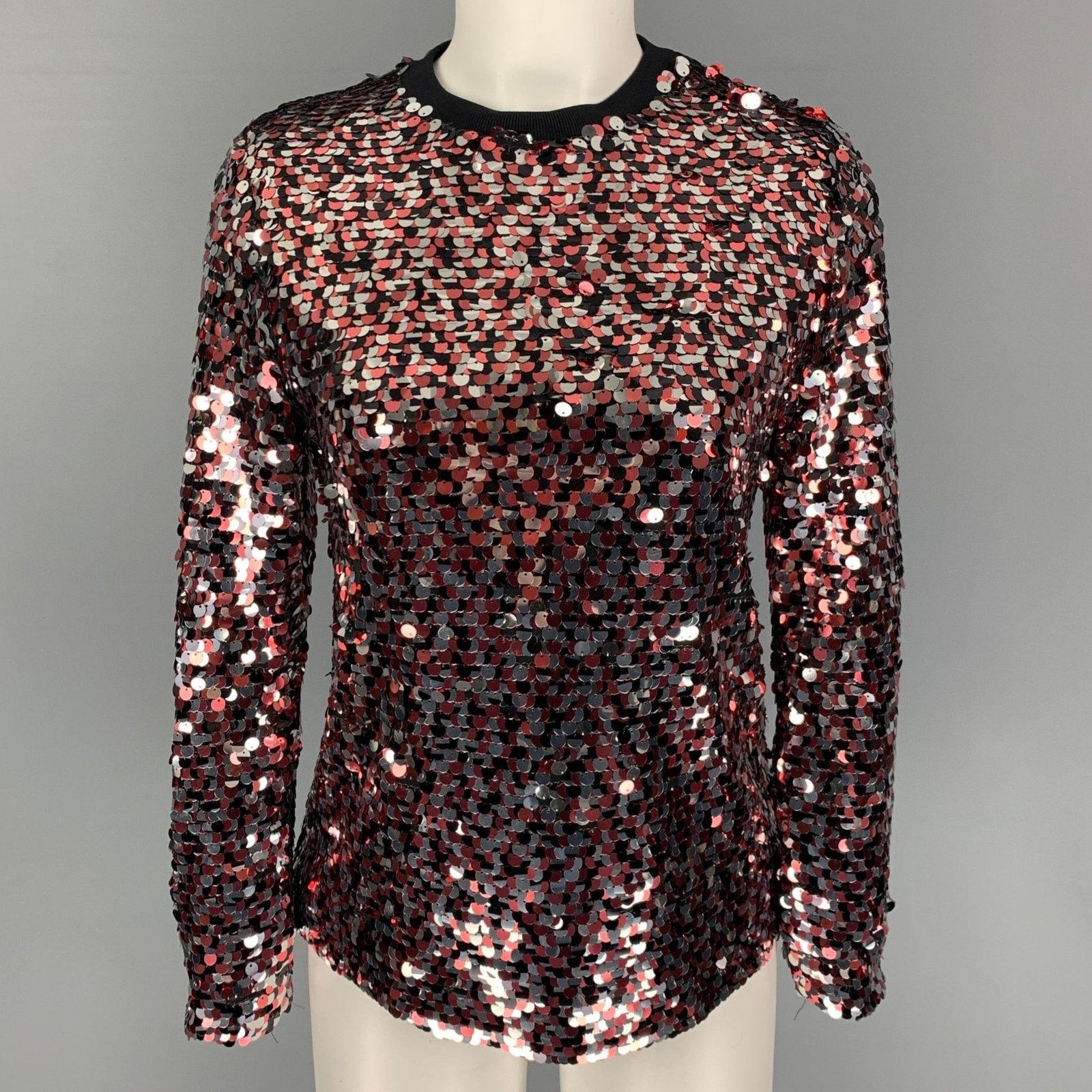 McQ Alexander McQueen Size 2 Pink Silver Polyamide Sequined Blouse Size XS / US 0-2 / IT 36-38 - 1 Thumbnail