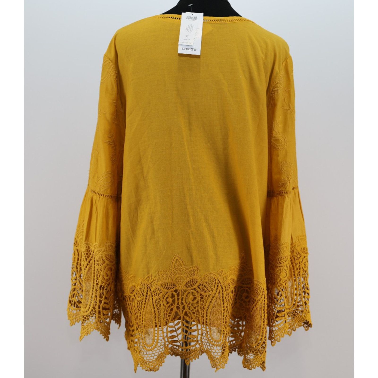 Chicos NWT CHICO'S Boho Embroidered Lace Bell Sleeve Blouse Size L Size XL / US 12-14 / IT 48-50 - 4 Thumbnail