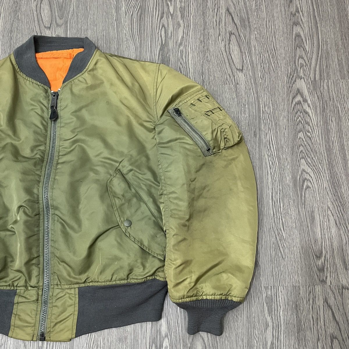 Alpha Industries Crazy Sunfaded Greenbrier Ind Ma-1 Fly Bomber Jacket Size US M / EU 48-50 / 2 - 2 Thumbnail
