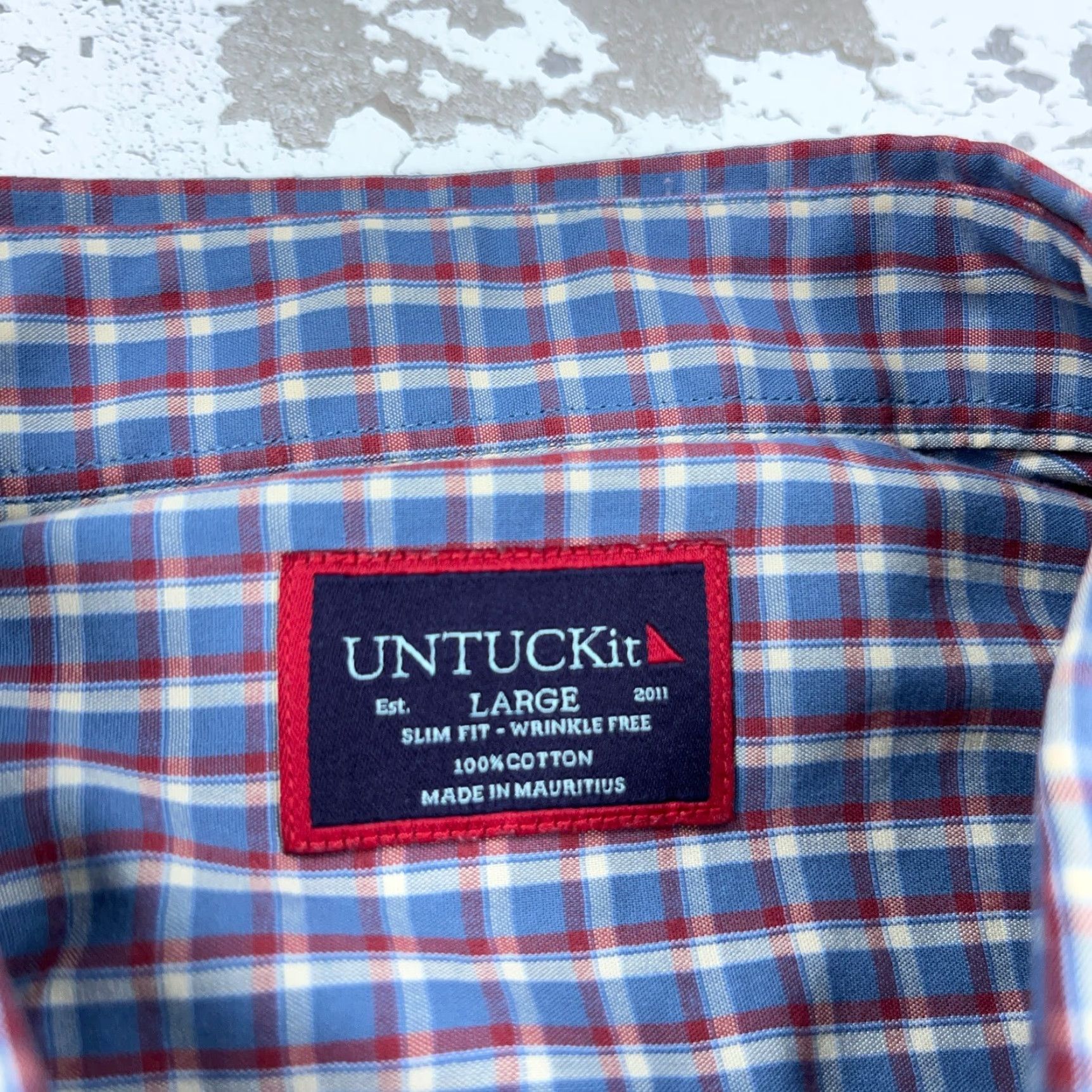 UNTUCKit UNTUCKit Shirt Men Plaid Button-Up Casual Poplin Large Blue Red Size US L / EU 52-54 / 3 - 3 Thumbnail