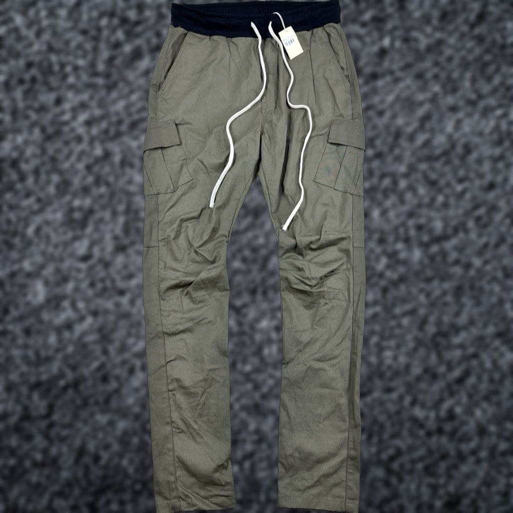 MNML Cargo Drawcord II Pant Mens XL Olive Green Slim Tapered Stretch 34” Inseam Canvas