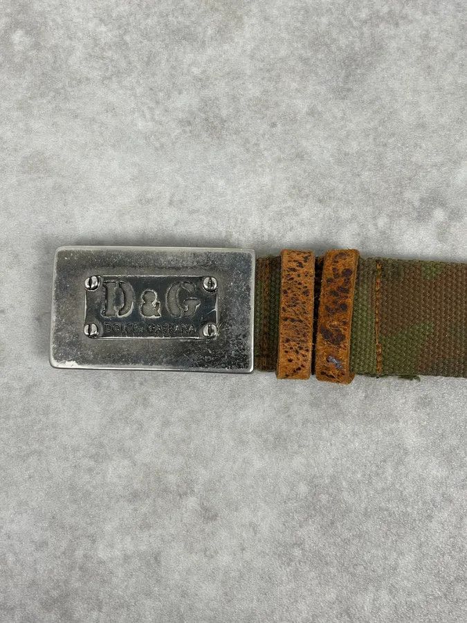 Dolce & Gabbana 2000s Dolce & Gabbana Camo Green Canva Belt Size ONE SIZE - 5 Thumbnail