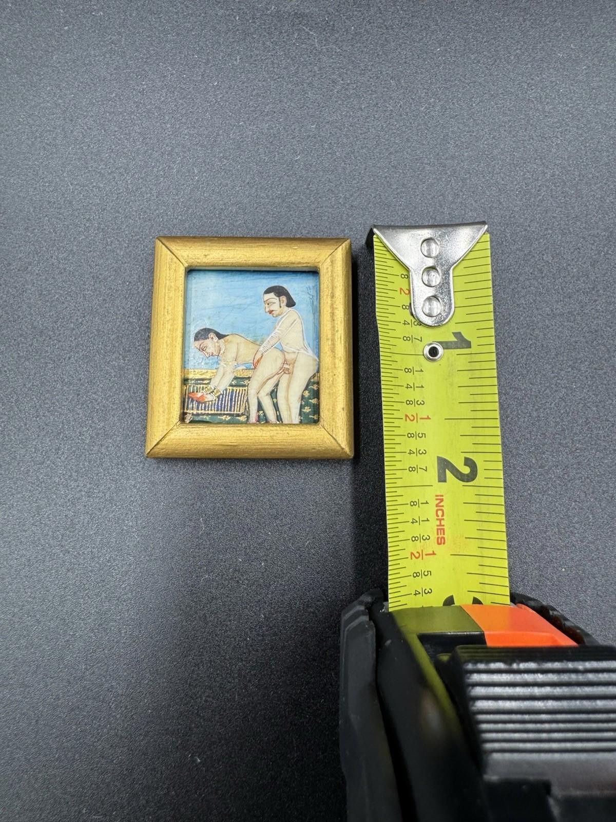 Designer Mughal Miniature Erotic Painting Framed Bone Indian Kama Size ONE SIZE - 5 Thumbnail