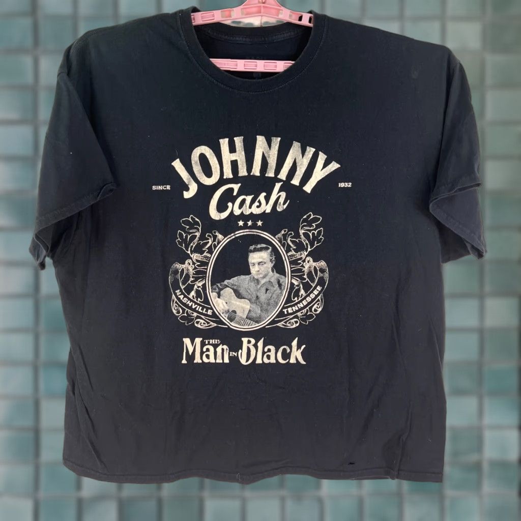 ASH VINTAGE Jonny Cash Shirt 3XL Black The Man In Black Graphic Tee Music Mens Size US XXL / EU 58 / 5 - 1 Thumbnail