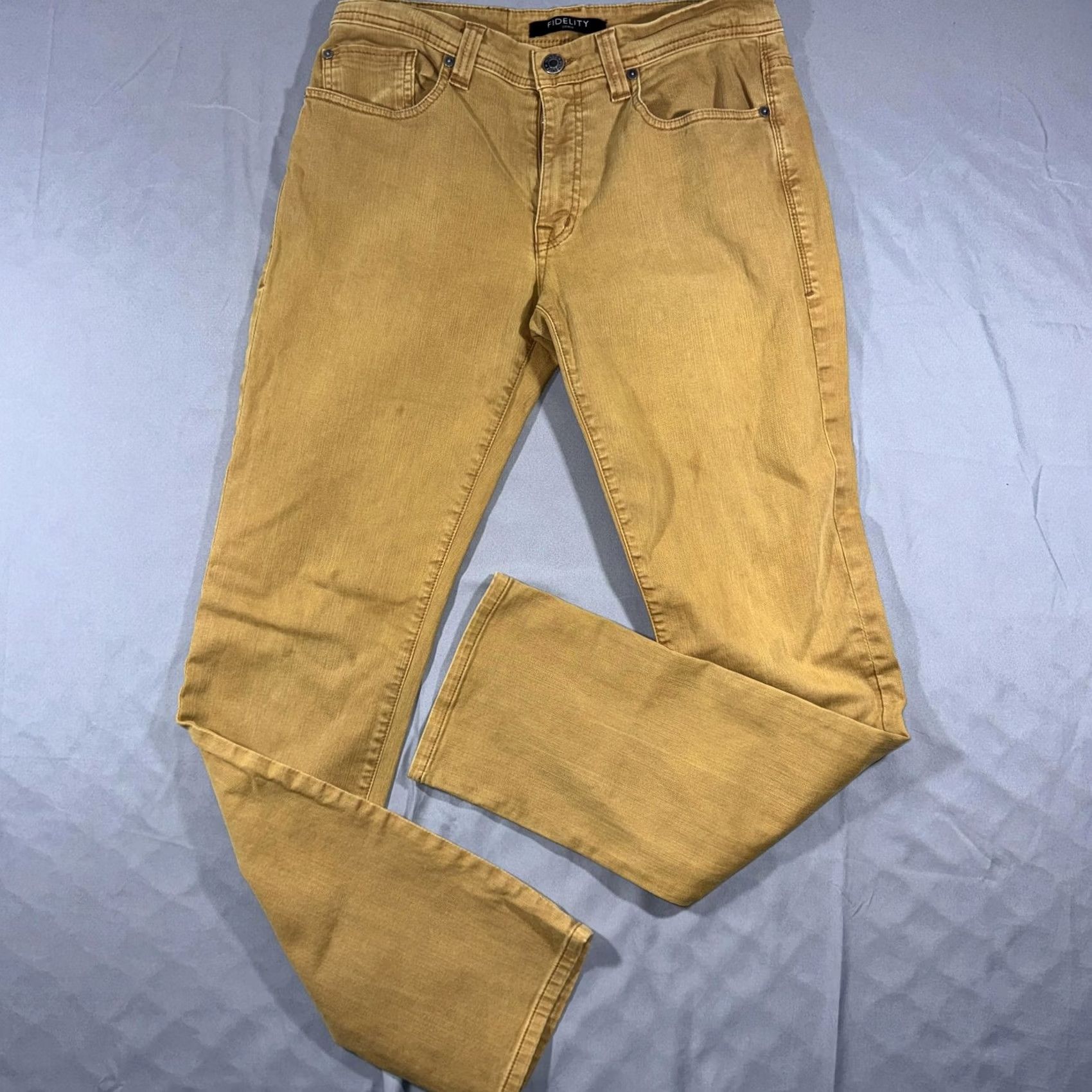 Vintage Fidelity Jeans Mens 32x31 Mustard Yellow Straight Jeans 5-Pocket Denim Casual Pants Size US 32 / EU 48 - 2 Thumbnail