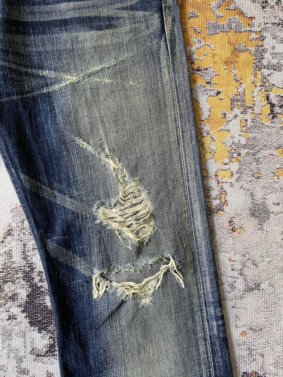 Japanese Brand Edwin 503 Blue Trip Claws Mark Distressed Flare Denim Size US 32 / EU 48 - 9 Thumbnail