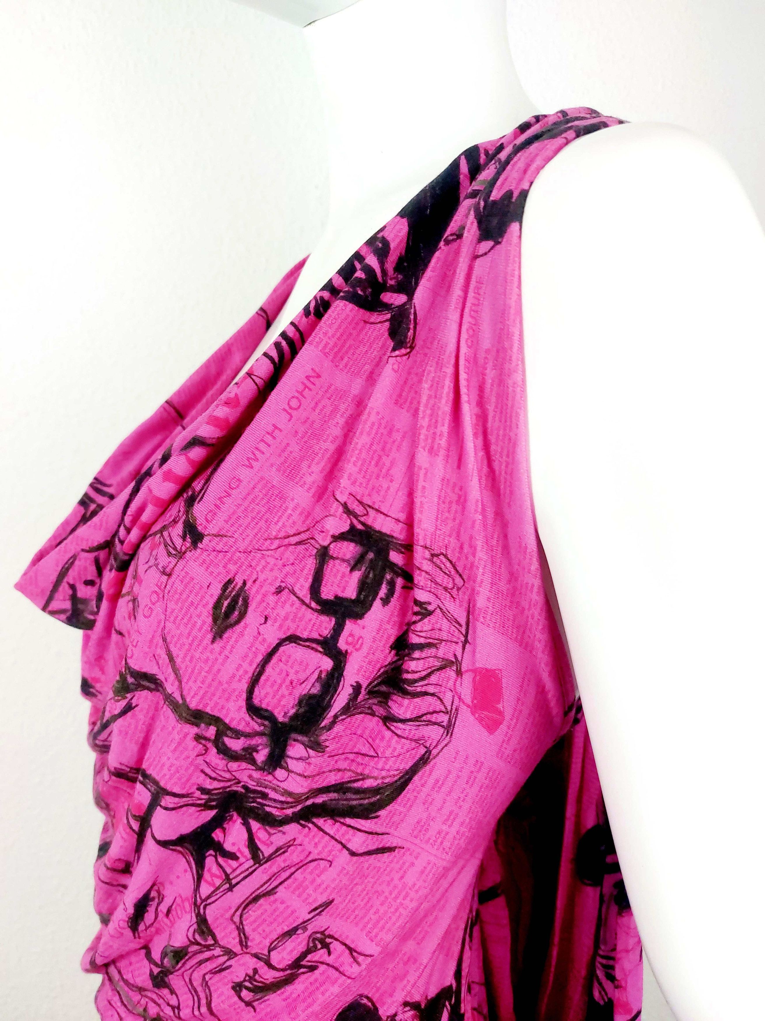 John Galliano John Galliano Pink Gazette Newspaper Sketch Face Pink Dress Size M / US 6-8 / IT 42-44 - 12 Thumbnail