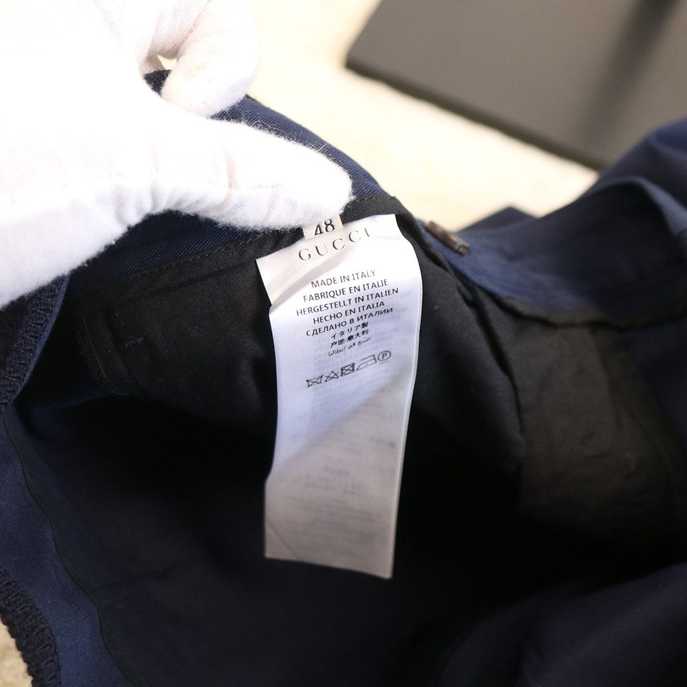 Gucci Gucci Navy Pleated Trousers with Red Side Stripe Size 50R - 7 Thumbnail