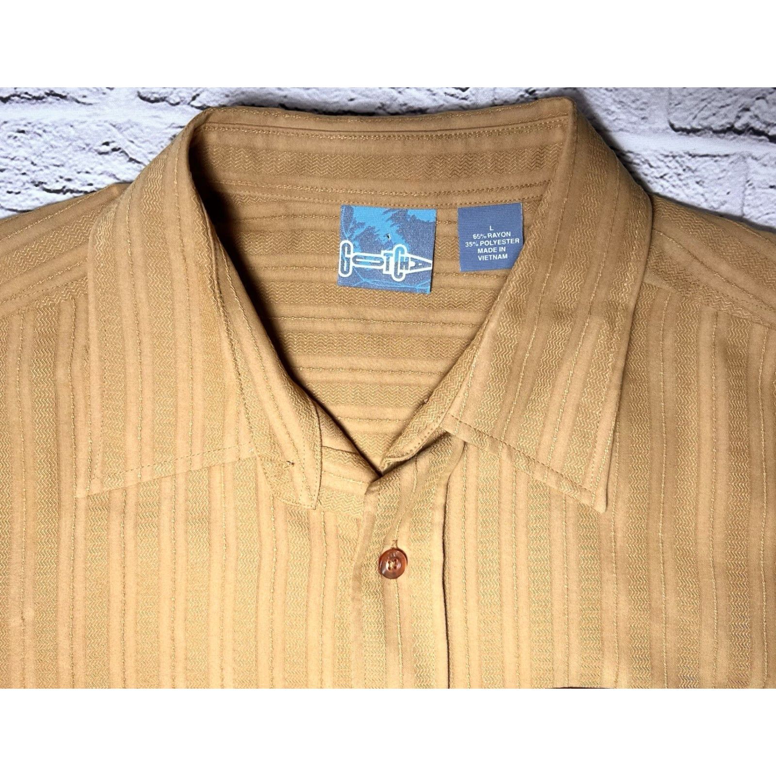 Gotcha VINTAGE Gotcha Shirt Mens Large Button-Up Short Sleeve Collared Striped Cotton Brown Size US L / EU 52-54 / 3 - 3 Thumbnail