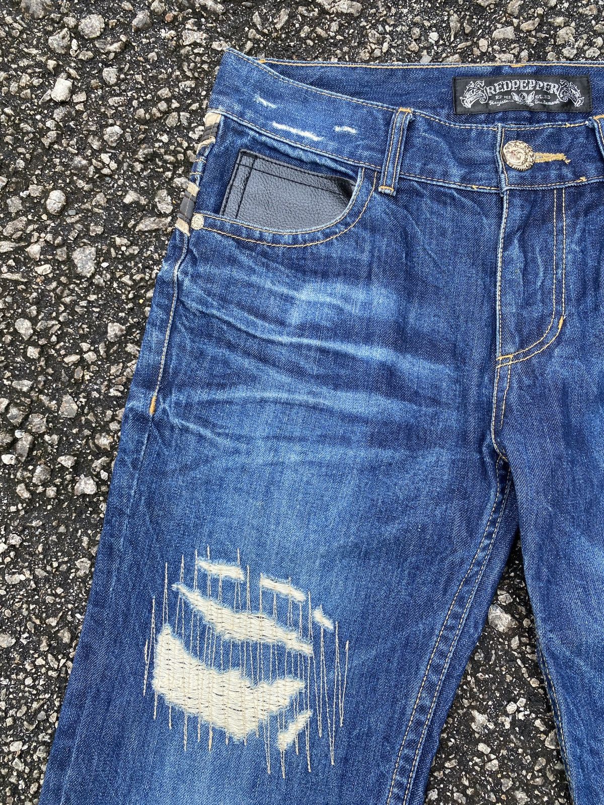 If Six Was Nine × Japanese Brand × Tornado Mart 1990s - Red Pepper Distressed Logo Design Denim Size US 32 / EU 48 - 7 Thumbnail