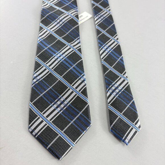 Pronto Uomo Pronto Uomo Grey / Blue Plaid Men's Tie 3" x 60" NWT Size ONE SIZE - 2 Thumbnail