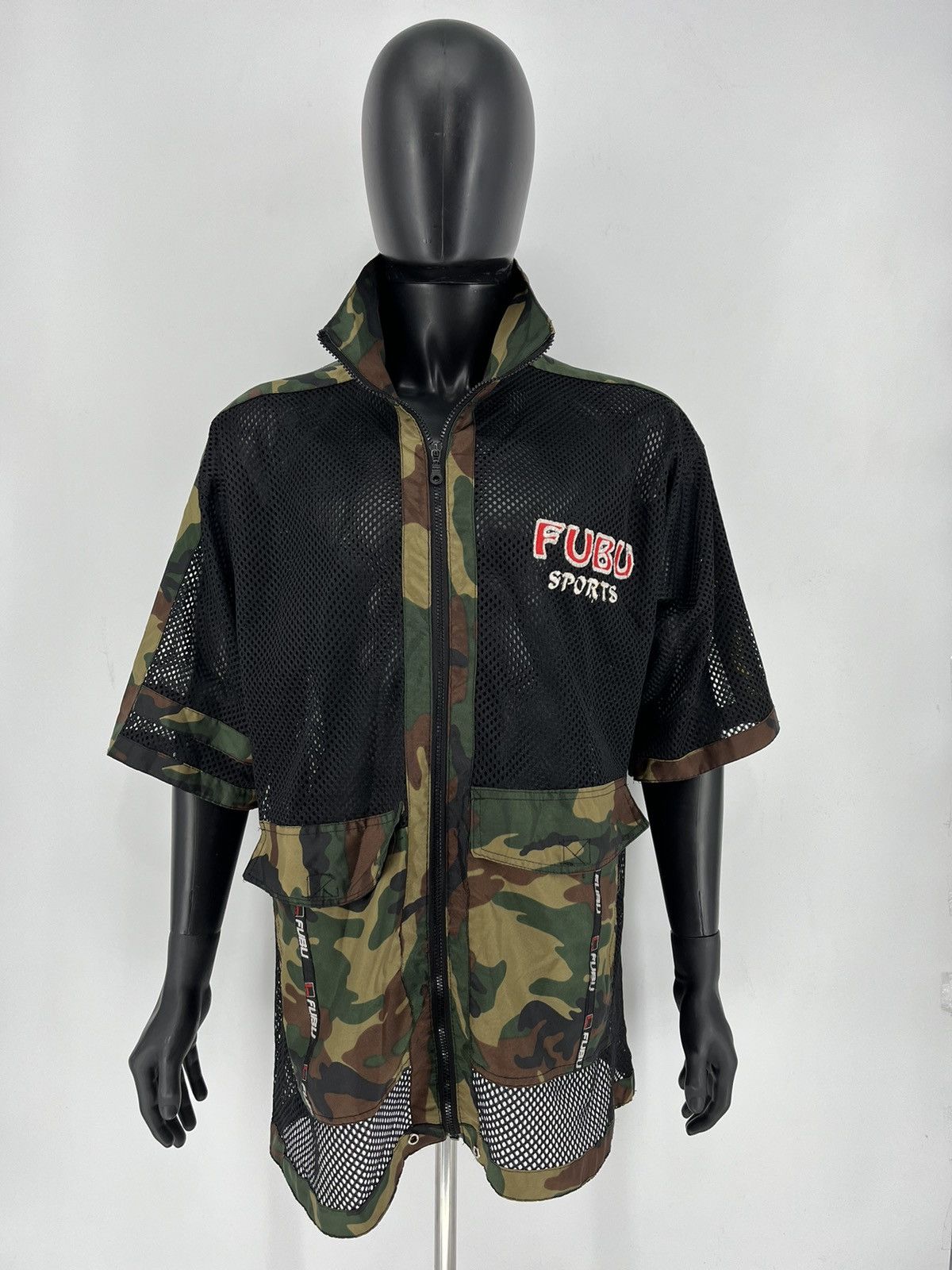 Fubu × Vintage Vintage 90s Fubu Camo Sports Side Tapes Zipper Jacket Tshir Size US L / EU 52-54 / 3 - 2 Thumbnail