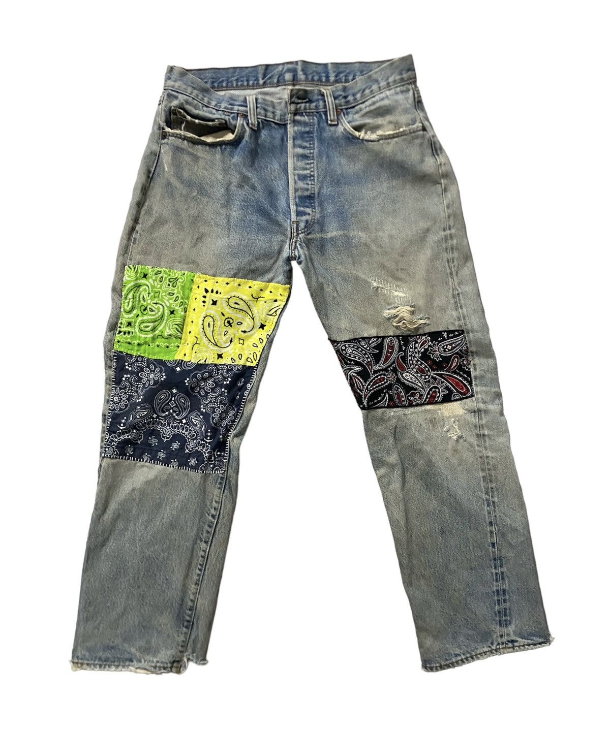 Levi's × Vintage Vintage Thrashed Distressed Custom Levis Selvedge Button 6 Size US 35 - 1 Thumbnail