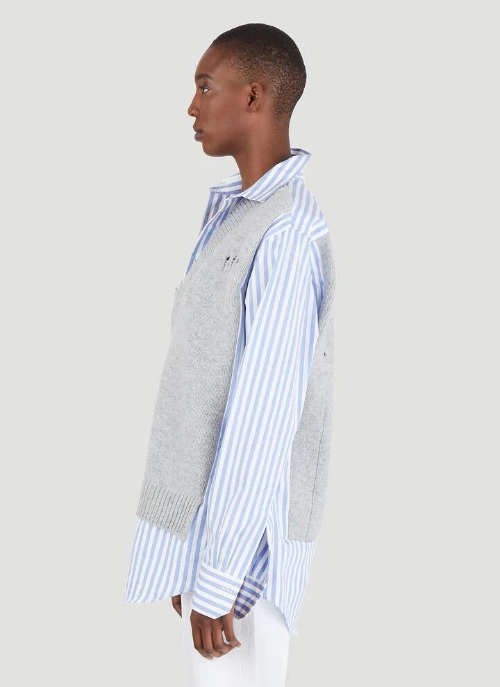 Maison Margiela oc11z0925 Knit Vest Layered Shirt in Blue/Grey Size M / US 6-8 / IT 42-44 - 3 Thumbnail