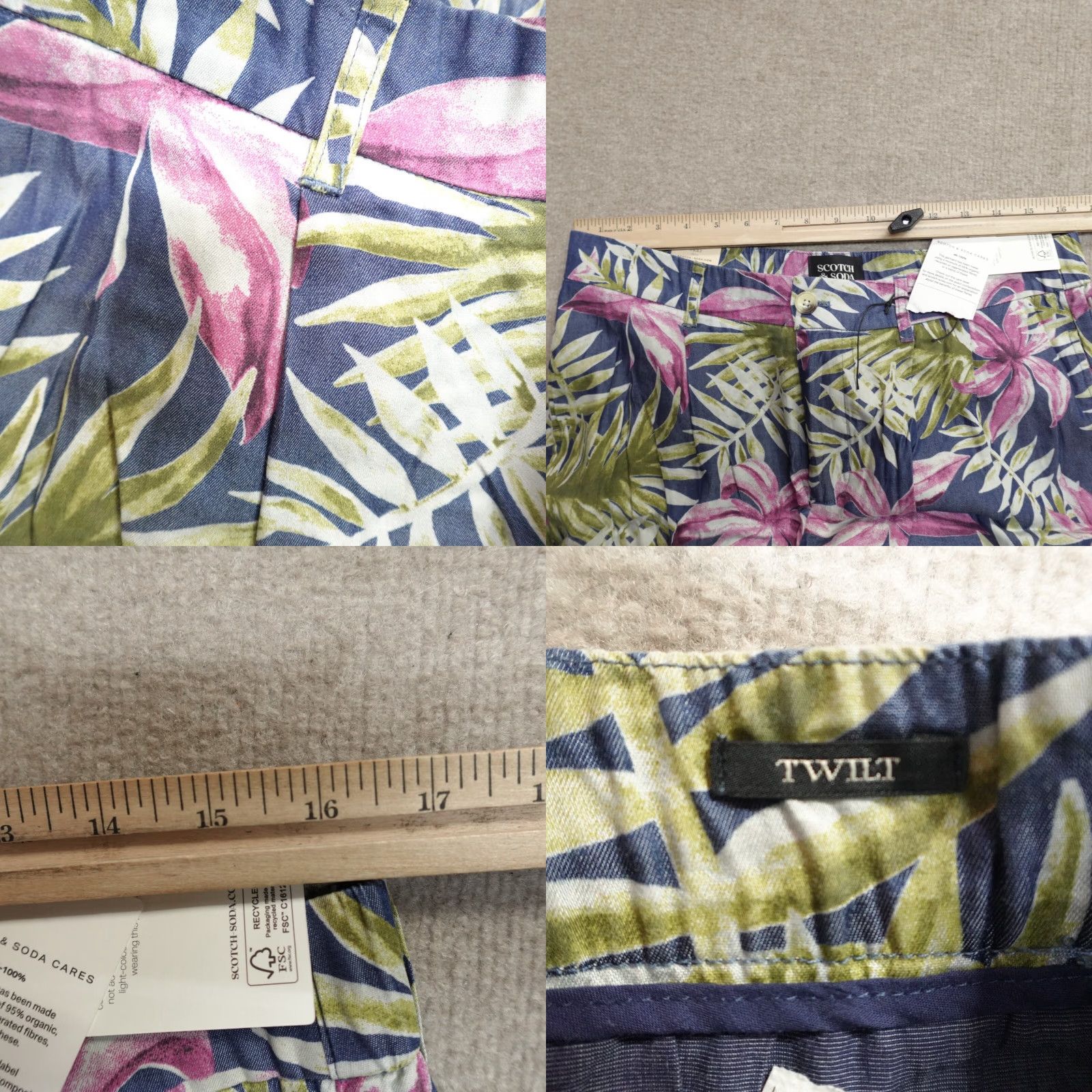 Scotch & Soda Scotch & Soda Shorts 32 Blue Floral All Over Twilt Loose Fit Pleated NEW Size US 32 / EU 48 - 8 Thumbnail