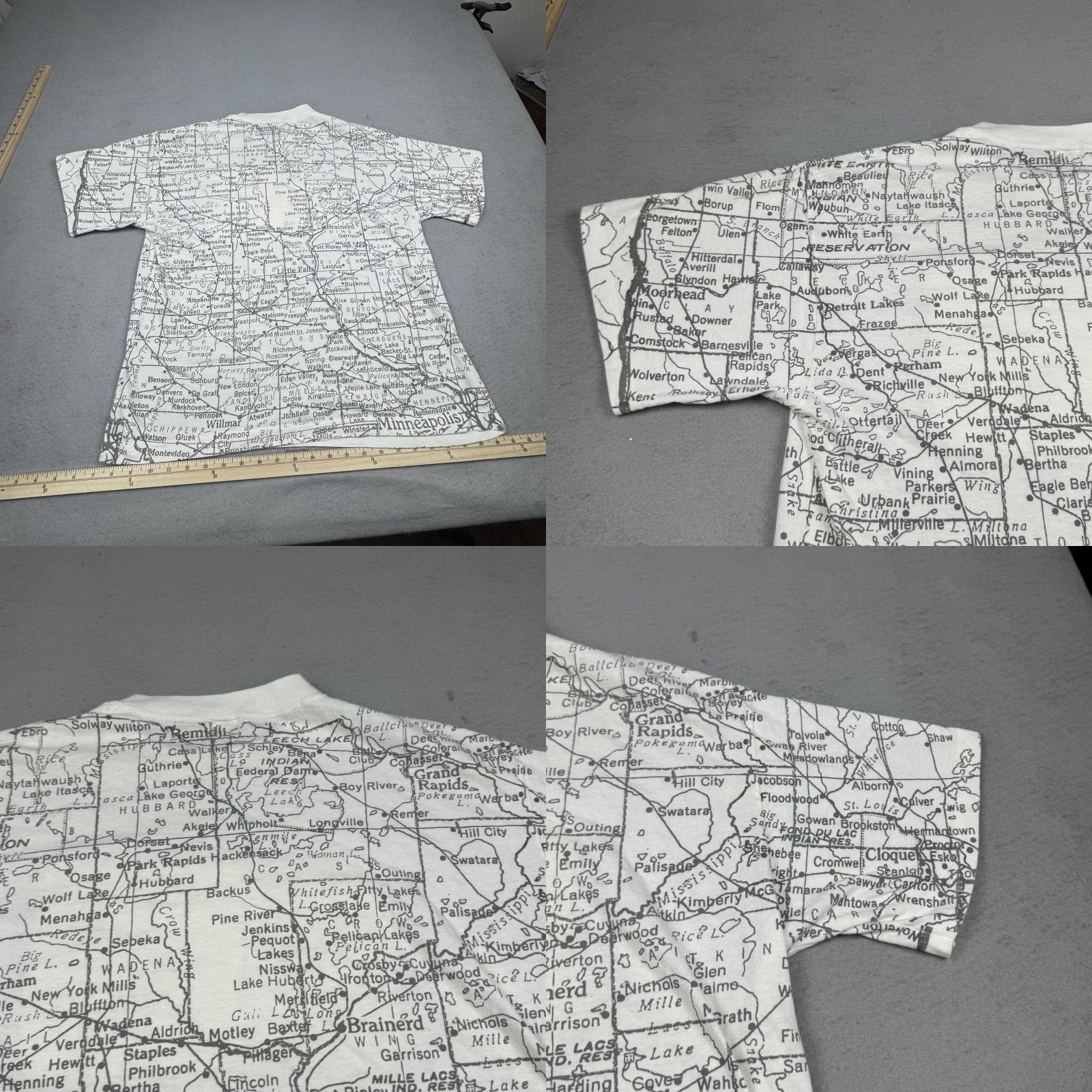 Sunray Sportswear VINTAGE Minnesota Shirt Mens Large White State Map All Over Print Sun Sportswear 90s Size US L / EU 52-54 / 3 - 9 Thumbnail