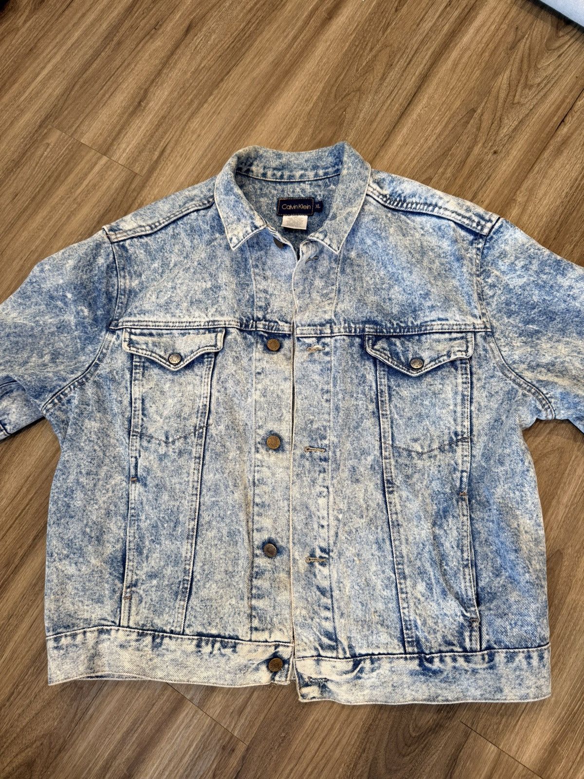 Calvin Klein Vintage Calvin Klein Acid Wash Denim Jacket Size US XL / EU 56 / 4 - 2 Thumbnail