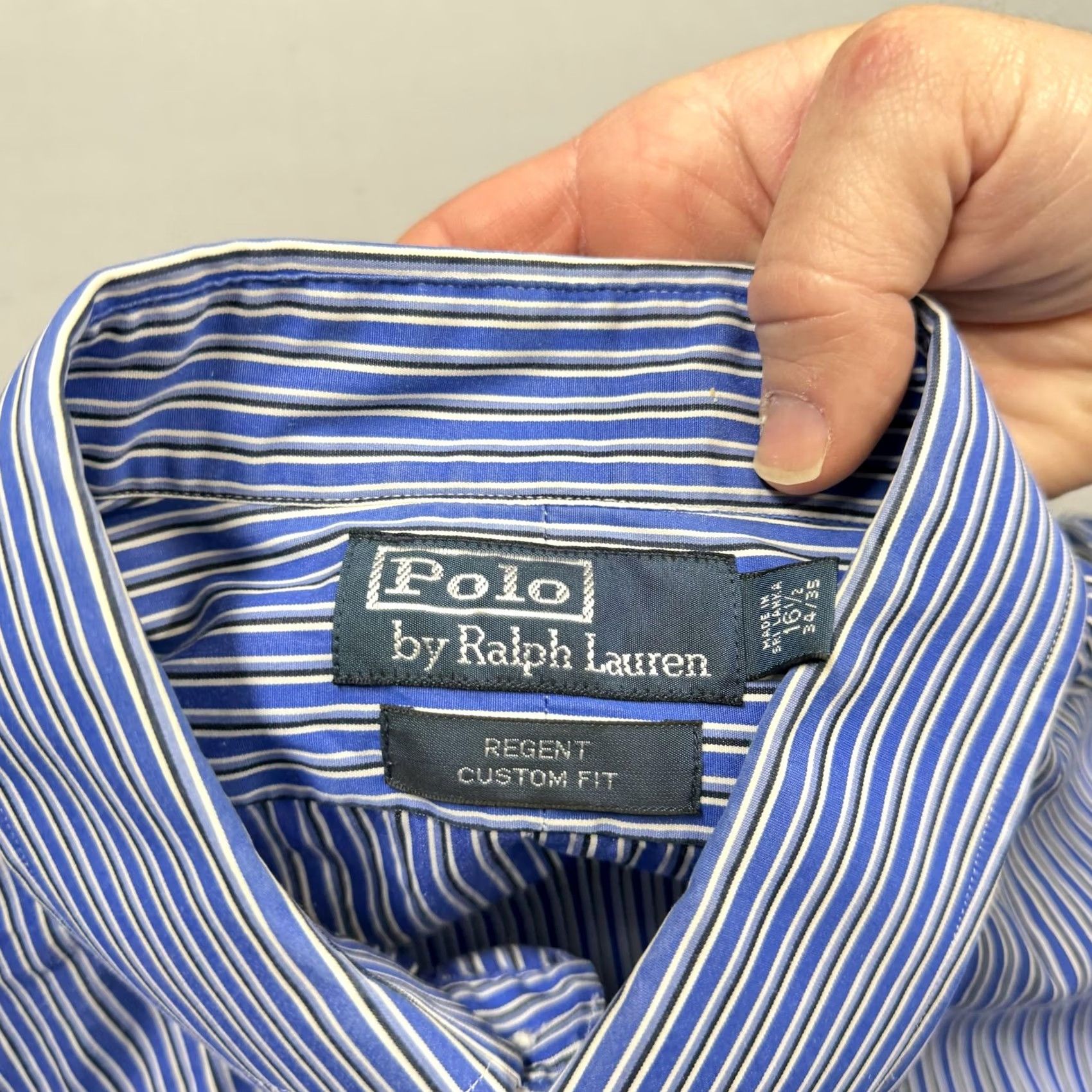 Polo Ralph Lauren Polo Ralph Lauren Shirt Mens 16.5 34/35 Blue Stripe Regent Custom Fit Dress Shirt Slim Striped Collared Long Sleeve Mens Size 46R - 2 Thumbnail