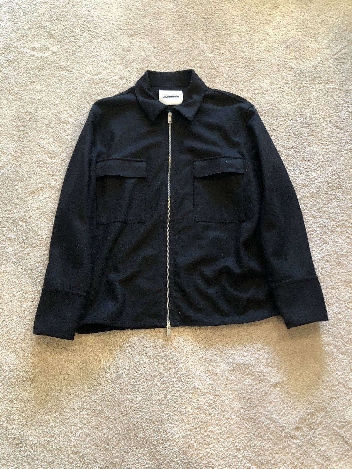 Jil Sander FW23 Black Melton Wool Zip Jacket | Grailed