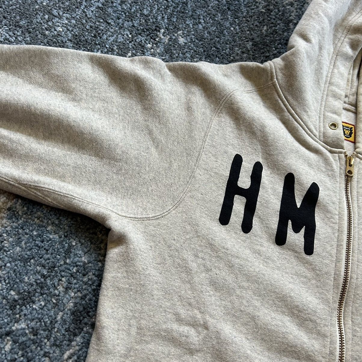 Human Made × Nigo × Vintage 2018 HM GOLD ZiP UP HOODiE SWEATSHiRT OATMEAL HEATHER GREY Size US L / EU 52-54 / 3 - 4 Thumbnail