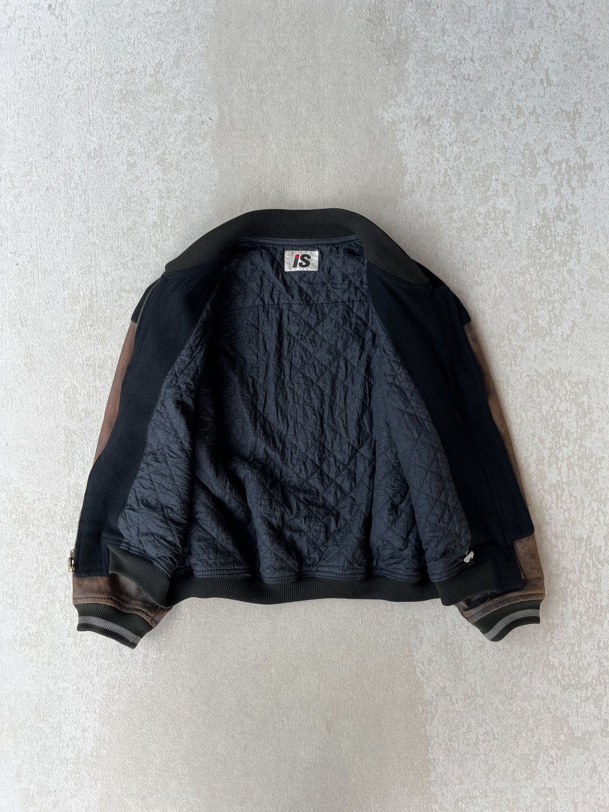 Issey Miyake 1980’s ISSEY MIYAKE Care label Wool/Leather Varsity Bomber Size US XL / EU 56 / 4 - 11 Thumbnail