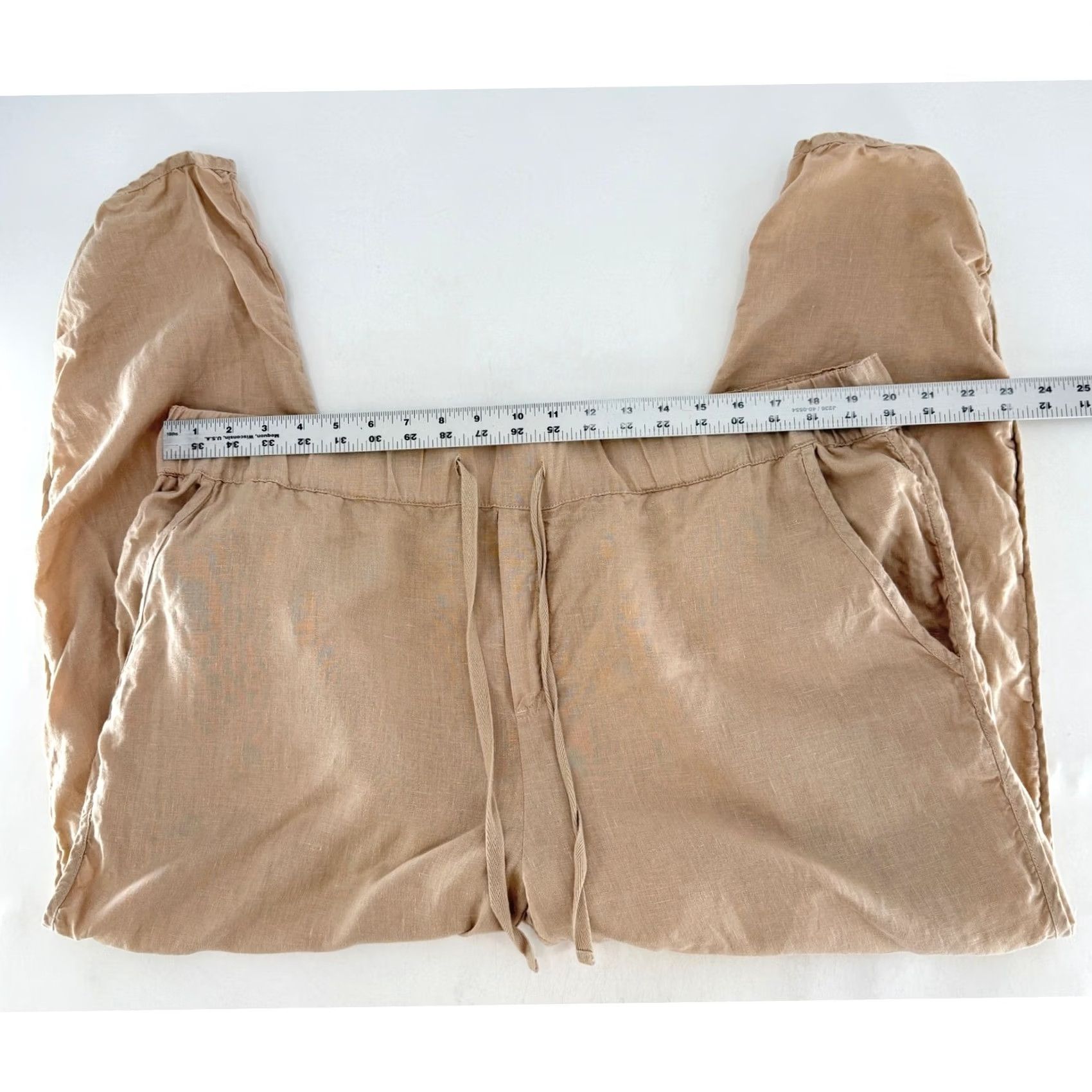 Vintage Caslon Pants Plus Size 1x Beige 100% Linen Drawstring Boho Coastal Preppy Size 40" / US 18 - 6 Thumbnail