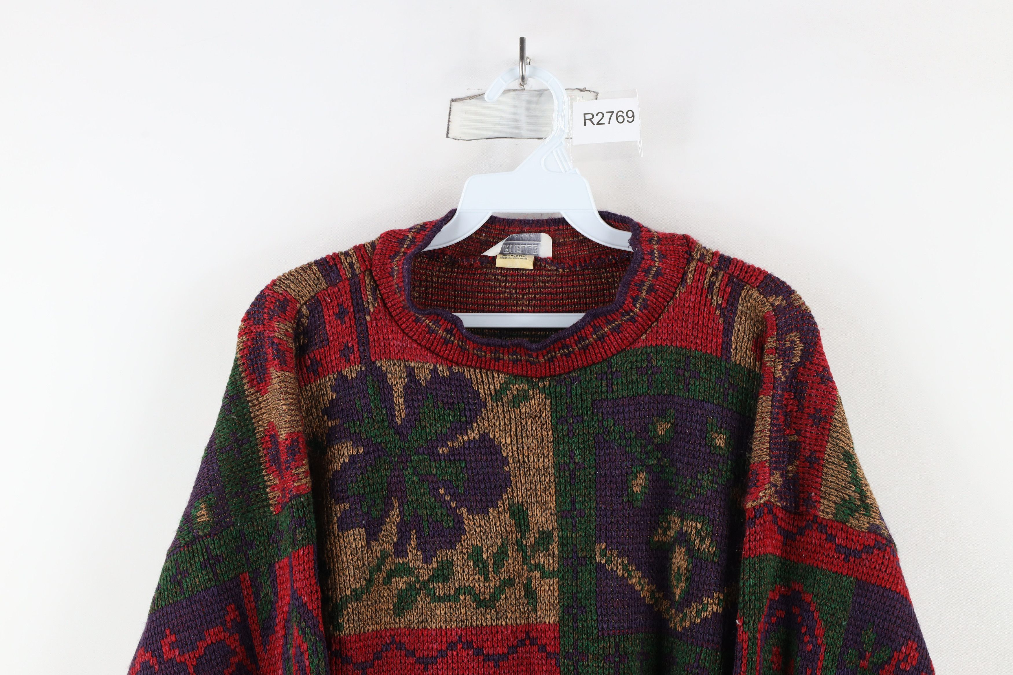 Vintage Vintage 90s Streetwear Paisley Fair Isle Knit Sweater USA Size XL / US 12-14 / IT 48-50 - 2 Thumbnail
