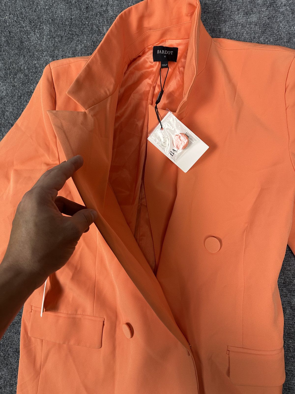 Bardo Bardot Women's Orange Double-Breasted Blazer Jacket Size XS Size XS / US 0-2 / IT 36-38 - 4 Thumbnail