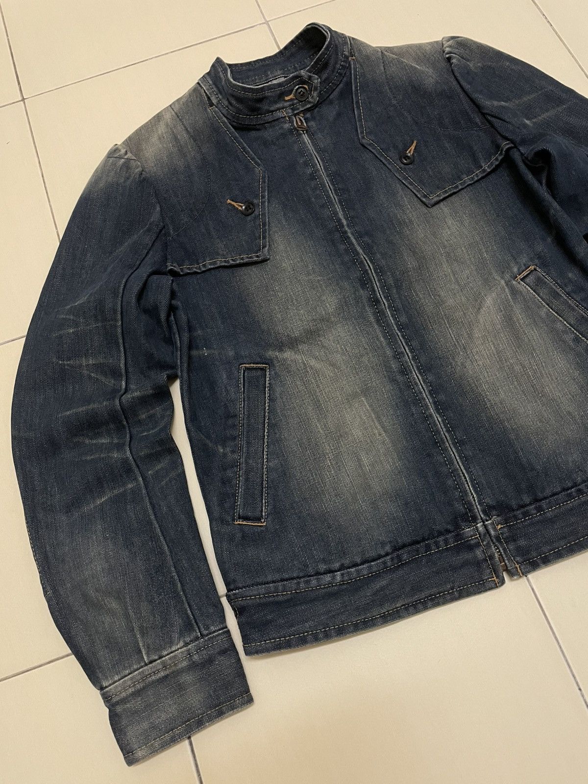 Japanese Brand RNA Inc. Woman Denim Bikers Jacket Size M / US 6-8 / IT 42-44 - 3 Thumbnail