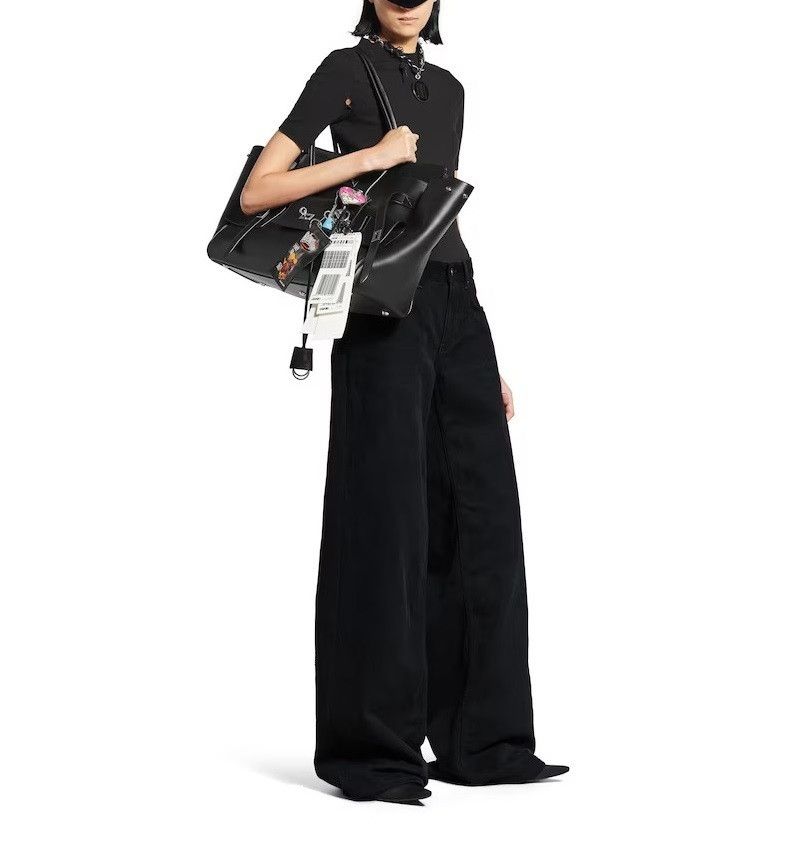 Balenciaga o1w1db10526 Wide Leg Baggy Pants in Black Size 29" - 3 Thumbnail